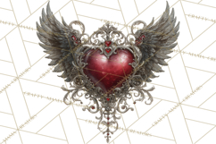 Ornate Gothic Valentine Hearts, Dark Romantic Clipart PNG Product Image 3
