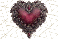 Ornate Gothic Valentine Hearts, Dark Romantic Clipart PNG Product Image 2