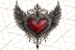 Ornate Gothic Valentine Hearts, Dark Romantic Clipart PNG Product Image 4