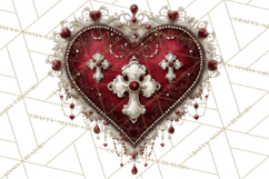 Ornate Gothic Valentine Hearts, Dark Romantic Clipart PNG Product Image 4
