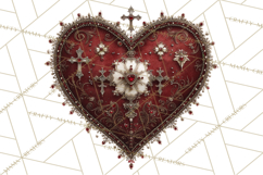 Ornate Gothic Valentine Hearts, Dark Romantic Clipart PNG Product Image 5