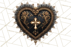 Ornate Gothic Valentine Hearts, Dark Romantic Clipart PNG Product Image 2