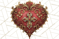 Ornate Gothic Valentine Hearts, Dark Romantic Clipart PNG Product Image 5