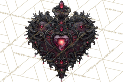 Ornate Gothic Valentine Hearts, Dark Romantic Clipart PNG Product Image 3