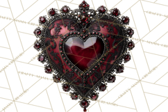 Ornate Gothic Valentine Hearts, Dark Romantic Clipart PNG Product Image 2
