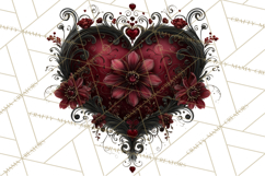 Ornate Gothic Valentine Hearts, Dark Romantic Clipart PNG Product Image 5