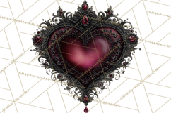 Ornate Gothic Valentine Hearts, Dark Romantic Clipart PNG Product Image 4