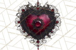 Ornate Gothic Valentine Hearts, Dark Romantic Clipart PNG Product Image 3