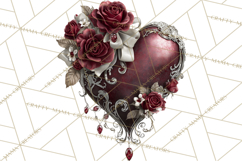 Ornate Gothic Valentine Hearts, Dark Romantic Clipart PNG Product Image 4
