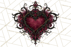Ornate Gothic Valentine Hearts, Dark Romantic Clipart PNG Product Image 5