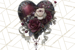 Ornate Gothic Valentine Hearts, Dark Romantic Clipart PNG Product Image 2