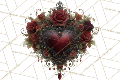 Ornate Gothic Valentine Hearts, Dark Romantic Clipart PNG Product Image 4