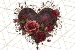 Ornate Gothic Valentine Hearts, Dark Romantic Clipart PNG Product Image 2