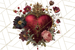 Ornate Gothic Valentine Hearts, Dark Romantic Clipart PNG Product Image 4