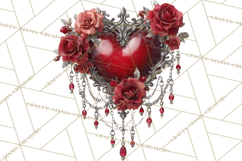 Ornate Gothic Valentine Hearts, Dark Romantic Clipart PNG Product Image 2