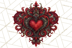 Ornate Gothic Valentine Hearts, Dark Romantic Clipart PNG Product Image 4