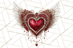 Ornate Gothic Valentine Hearts, Dark Romantic Clipart PNG Product Image 2