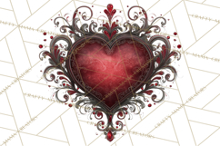 Ornate Gothic Valentine Hearts, Dark Romantic Clipart PNG Product Image 2