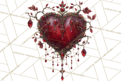 Ornate Gothic Valentine Hearts, Dark Romantic Clipart PNG Product Image 3