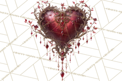 Ornate Gothic Valentine Hearts, Dark Romantic Clipart PNG Product Image 4