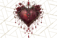 Ornate Gothic Valentine Hearts, Dark Romantic Clipart PNG Product Image 5