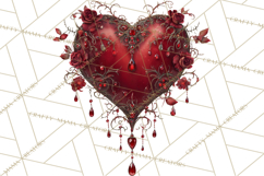 Ornate Gothic Valentine Hearts, Dark Romantic Clipart PNG Product Image 2