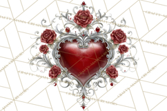 Ornate Gothic Valentine Hearts, Dark Romantic Clipart PNG Product Image 4