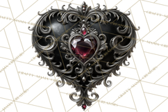 Ornate Gothic Valentine Hearts, Dark Romantic Clipart PNG Product Image 3