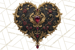 Ornate Gothic Valentine Hearts, Dark Romantic Clipart PNG Product Image 4