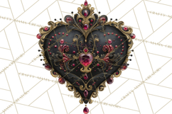 Ornate Gothic Valentine Hearts, Dark Romantic Clipart PNG Product Image 5