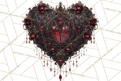Ornate Gothic Valentine Hearts, Dark Romantic Clipart PNG Product Image 5