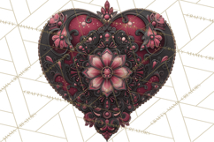 Ornate Gothic Valentine Hearts, Dark Romantic Clipart PNG Product Image 3