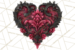 Ornate Gothic Valentine Hearts, Dark Romantic Clipart PNG Product Image 4