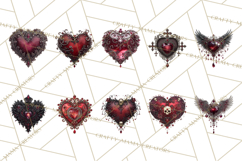 Ornate Gothic Valentine Hearts, Dark Romantic Clipart PNG Product Image 5