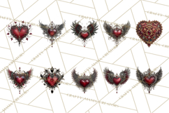 Ornate Gothic Valentine Hearts, Dark Romantic Clipart PNG Product Image 9