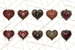 Ornate Gothic Valentine Hearts, Dark Romantic Clipart PNG Product Image 4