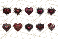 Ornate Gothic Valentine Hearts, Dark Romantic Clipart PNG Product Image 2