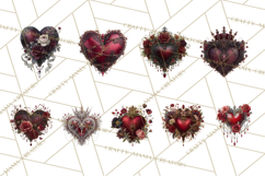 Ornate Gothic Valentine Hearts, Dark Romantic Clipart PNG Product Image 7