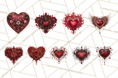 Ornate Gothic Valentine Hearts, Dark Romantic Clipart PNG Product Image 6