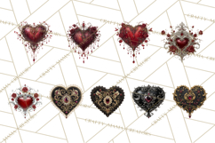 Ornate Gothic Valentine Hearts, Dark Romantic Clipart PNG Product Image 3