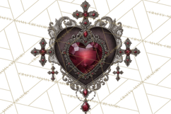 Ornate Gothic Valentine Hearts, Dark Romantic Clipart PNG Product Image 5