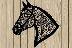 Gothic horse head stencil silhouette SVG Product Image 1