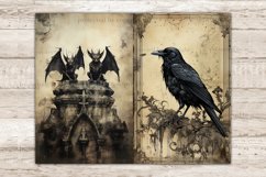 Gothic Junk Journal Pages, Vintage Digital Collage Sheet, GlamArtZhanna, Scull Junk Journal Paper, Spooky Diary Pages, Creepy Scrapbook Kit, Horror Printable Journal, Gothic Gates Half Pages, Halloween Picture Collage, Gargoyle Junk Journal Page