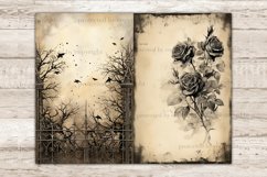 Gothic Junk Journal Pages, Vintage Digital Collage Sheet, GlamArtZhanna, Scull Junk Journal Paper, Spooky Diary Pages, Creepy Scrapbook Kit, Horror Printable Journal, Gothic Gates Half Pages, Halloween Picture Collage, Gargoyle Junk Journal Page