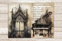 Gothic Junk Journal Pages, Vintage Digital Collage Sheet, GlamArtZhanna, Scull Junk Journal Paper, Spooky Diary Pages, Creepy Scrapbook Kit, Horror Printable Journal, Gothic Gates Half Pages, Halloween Picture Collage, Gargoyle Junk Journal Page