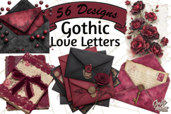 Gothic Victorian Love Letter Clipart, Romantic Stationery Product Image 1