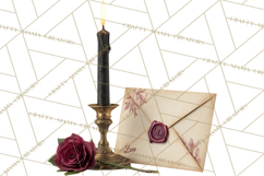 Gothic Victorian Love Letter Clipart, Romantic Stationery Product Image 2