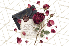 Gothic Victorian Love Letter Clipart, Romantic Stationery Product Image 3