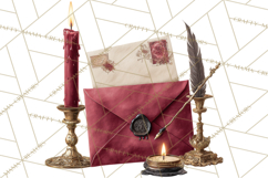 Gothic Victorian Love Letter Clipart, Romantic Stationery Product Image 5