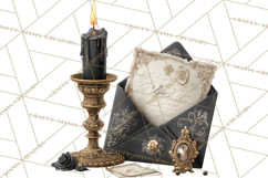 Gothic Victorian Love Letter Clipart, Romantic Stationery Product Image 3